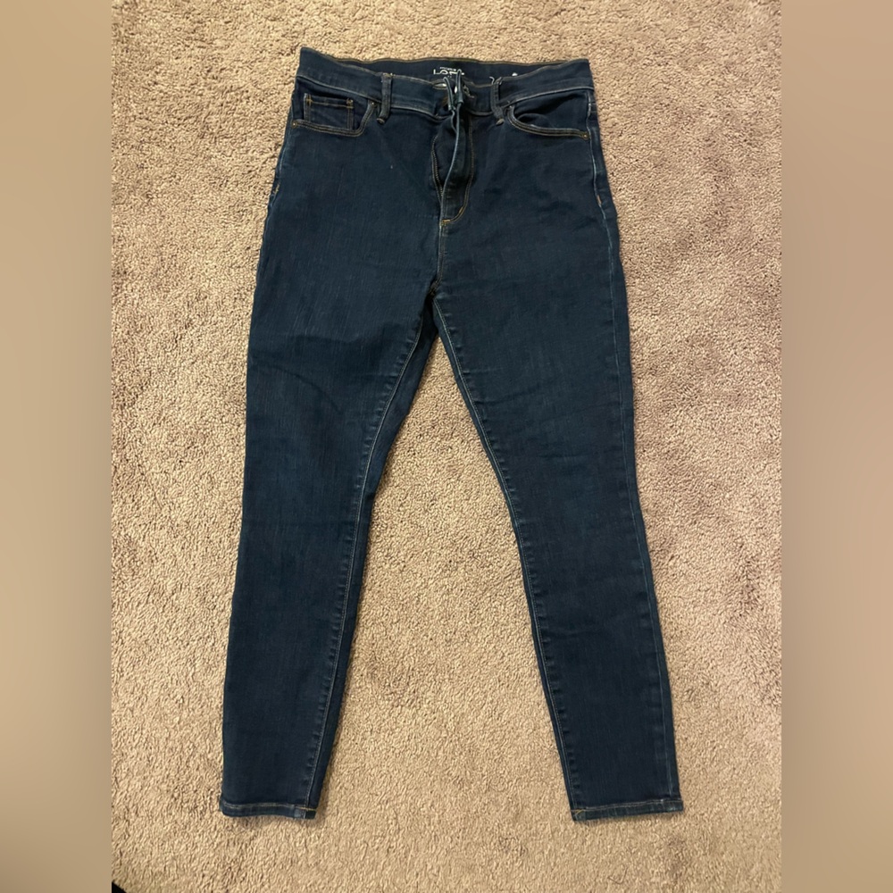 Ann Taylor super high rise dark skinny jeans